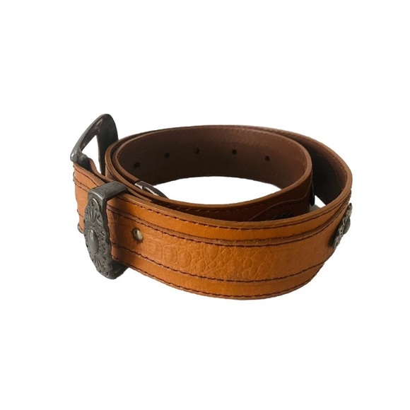 Vintage Tequila Leather Waist Belt Size 26-28 Tan Bohemian Western Rodeo